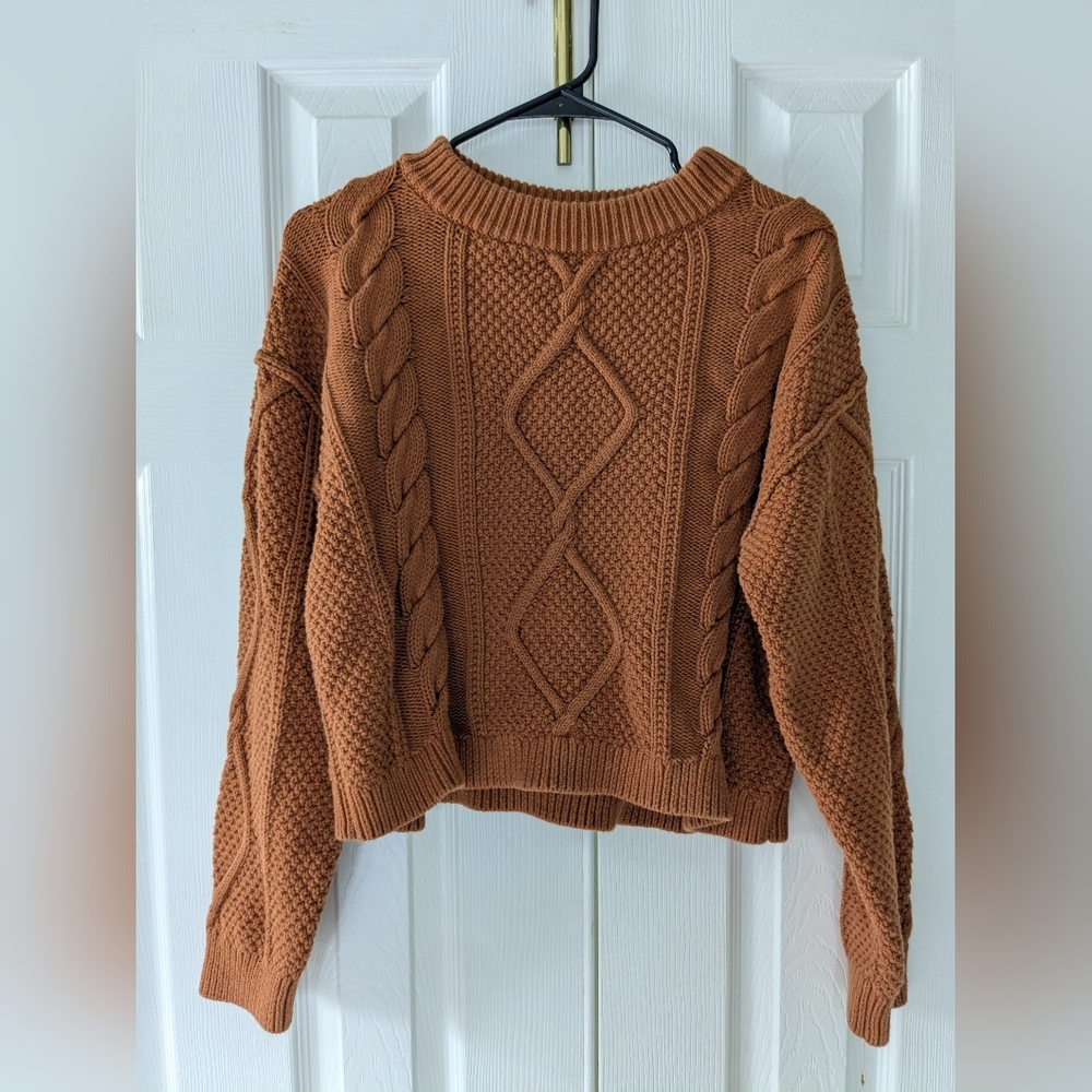 Quince Organic Cotton Cropped Cable Crew